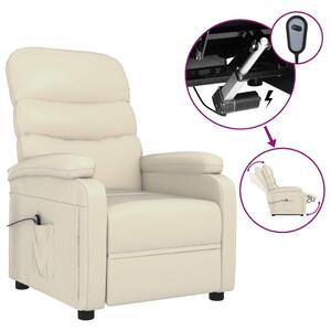 Fotoliu rabatabil electric, crem, piele ecologică