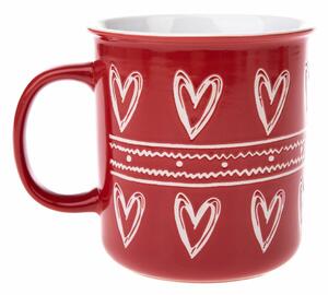 Cană de Crăciun din ceramică Christmas heart II, roșu, 710 ml