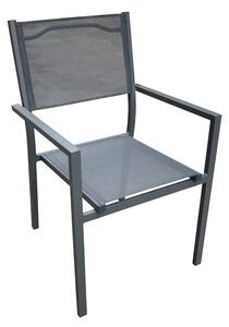 Fotoliu de exterior, Model Moly, culoare antracit, aluminiu si textil, 56,5x61x87,5 cm