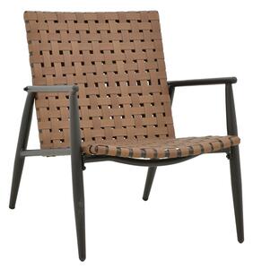 Fotoliu de exterior, Model Eamon, culoare negru si maro, metal si textil, 73.5x62x77 cm
