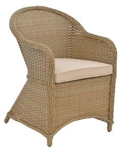 Fotoliu de exterior, Model Hadrian, culoare maro, rattan si textil, 70x57x85 cm