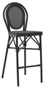 Scaun de bar pentru exterior, Model Dezyan, culoare negru, aluminiu si textil, 41.5x53.5x116 cm