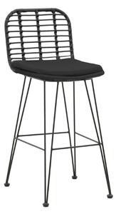 Scaun de bar pentru exterior, Model Naoki, culoare negru, metal si poliratan, 46x56x110 cm