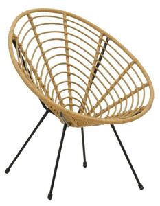 Fotoliu de exterior, Model Naoki, culoare natural si negru, metal si poliratan, 78x74x87 cm