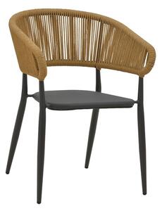 Fotoliu de exterior, Model Raven, culoare natural si antracit, rattan si textil, 57x62x78 cm