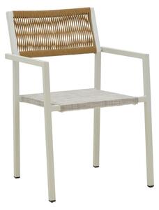 Fotoliu de exterior, Model Savor, culoare alb si natural, aluminiu si textil, 55x58x63 cm