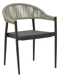 Fotoliu de exterior, Model Elation, culoare antracit, aluminiu si poliratan, 56x62x77 cm