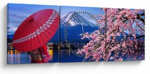 Tablou - cu privire la munte - Japonia (cu ceas) (90x30 cm)