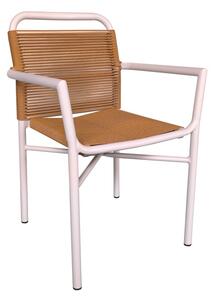 Fotoliu de exterior, Model Clutch, culoare alb si bej, aluminiu si poliratan, 55x56x80 cm