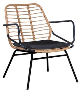 Fotoliu de exterior, Model Naoki, culoare negru, metal si poliratan, 58x63x81 cm
