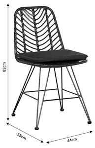 Scaun de exterior , Model Naoki, culoare negru, metal, 44x58x82 cm