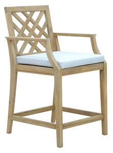 Scaun de bar pentru exterior, Model Amalfi, culoare bej si natural, lemn masiv de salcam, 59x63.5x104.9 cm