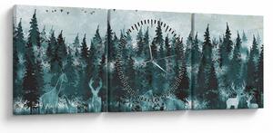 Tablou - Animale din pădure (cu ceas) (90x30 cm)