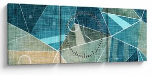 Tablou - Abstract turcoaz (cu ceas) (90x30 cm)
