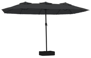 Umbrelă soare cu două capete cu LED-uri, negru, 449x245 cm