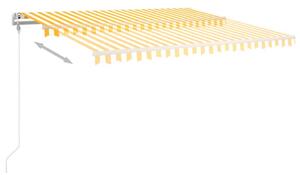 Copertină retractabilă automat, galben și alb, 450x350 cm