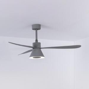 FARO BARCELONA Ventilator de tavan cu LED Amelia Cone L, gri, curent continuu, silențios, 132, reglabil, Gri, Camera de zi / sufragerie, Plastic, Modern