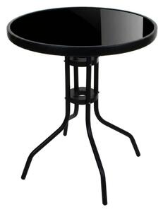 Masa rotunda de gradina cu blat de sticla ISLAND BLACK 60 cm, negru