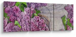 Tablou - Flori de liliac (cu ceas) (90x30 cm)