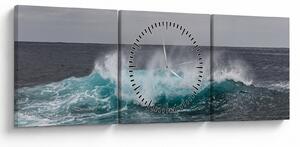 Tablou - Valuri pe ocean (cu ceas) (90x30 cm)