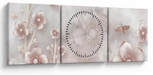 Tablou - Flori roz (cu ceas) (90x30 cm)