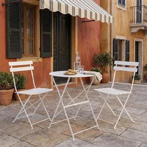 Set de gradina pliabil 3 buc. Bistro, Alb, 60x60x82 cm