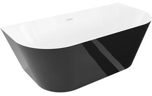 Cadă de baie independentă Mexen Oval Slim, lipită de perete, 170 x 80 cm, alb-negru, preaplin alb, 52661708075-20