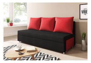 Canapea tapițată LISA, negru+roșu (alova 04/alova46)