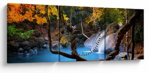 Tablou - Cascade din Asia (cu ceas) (90x30 cm)