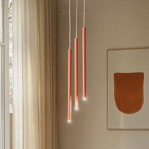SIGMA Lampă suspendată Sopel 3, roșu cărămiziu, rotundă, 3 becuri, oțel, G9, reglabil, Roșu, Camera de zi / sufragerie, Metal, Modern