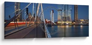 Tablou - Amurg în Rotterdam, Olanda (cu ceas) (90x30 cm)