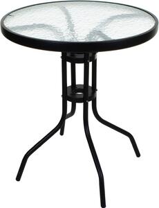 Masa de gradina rotunda cu blat din sticla ISLAND 60 cm, negru