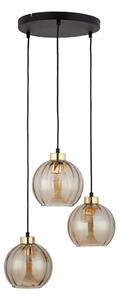 Lustră LED suspendată pe cablu DEVI 3xE27/15W/230V negru/bej fumuriu