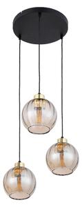 Lustră LED suspendată pe cablu DEVI 3xE27/15W/230V negru/bej fumuriu