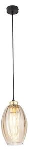 Lampă suspendată LED pe cablu SEBO 1xE27/15W/230V negru/bej fumuriu