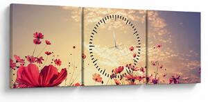 Tablou - Lunca cu flori (cu ceas) (90x30 cm)