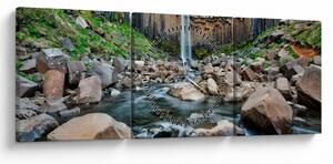 Tablou - Cascada Svartifoss, Islanda (cu ceas) (90x30 cm)