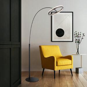 Globo Della Lampadar LED, înălțime 190 cm, negru/gri închis, metal, reglabil, Negru, Camera de zi / sufragerie, Metal, Modern