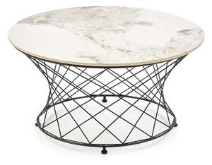 Măsuță de cafea Houston 2020Marmură albă, Negru, 4cm, Piatră sinterizată, Rotund