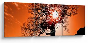 Tablou - Fag la apus de soare (cu ceas) (90x30 cm)