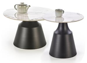 Set măsuțe laterale Houston 2027, Negru, Marmură albă, Metal, 43cm, 23.2 kg
