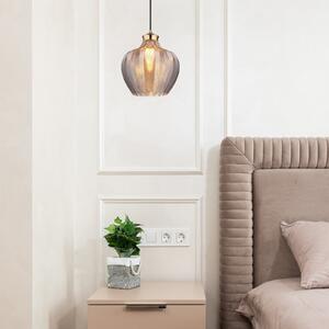 Globo Lampă suspendată Jessica, Ø 25 cm, gri fum, sticlă, reglabil, Bej, Camera de zi / sufragerie, Sticlă