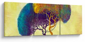 Tablou - Copaci în deal (cu ceas) (90x30 cm)