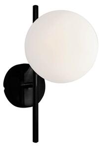 Aplica minimalista neagra FLORIS W1 cu glob alb din sticla 1x25W E14
