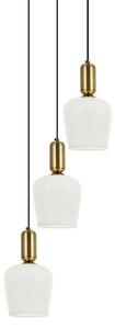 Lampa suspendata eleganta BARON S3 cu abajururi albe din sticla 3x40W