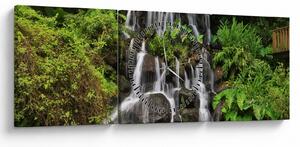 Tablou - Cascadă tropicală (cu ceas) (90x30 cm)