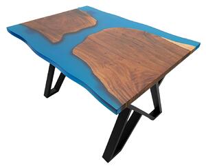 Masa lemn masiv si rasina epoxidica albastru 130x90x3,9 Gibraltar