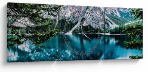 Tablou - Lac în Alpi (cu ceas) (90x30 cm)