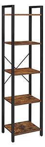 Biblioteca Vasagle, Model Edgar, 40x30x153 cm, Maro Rustic/Negru