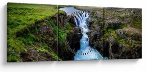 Tablou - Cascada intre stânci (cu ceas) (90x30 cm)